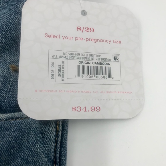 COPY - COPY - NWT Isabel maternity jean distressed wash overalls shortalls sz 8… - Picture 3 of 8